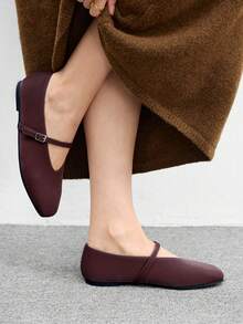 CUCCOO BIZCHIC Giày bệt Mary Jane thời trang đi làm đa năng thường ngày cho nữ - Cà phê nâu - Xem 5