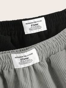 SHEIN EZwear Bộ 2 quần ống rộng nhung kẻ thời trang thu đông mới cho nữ - Nhiều màu - Xem 7