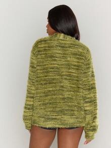 MUSERA Cardigan texturé surdimensionné, tricoté rayé décontracté pour l'aéroport, les vacances, l'automne, l'hiver, les soirées élégantes, le printemps - Vert - Voir 4