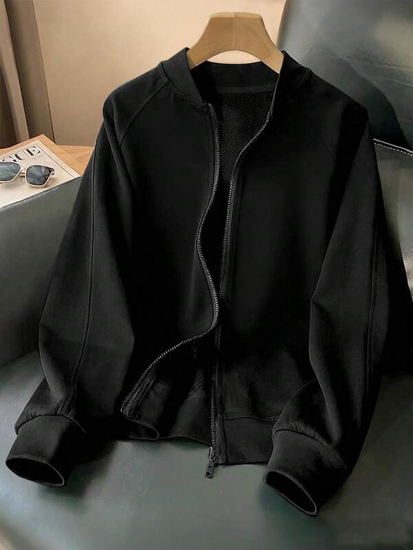 SHEIN Women's Casual Solid Color Lightweight Jacket, Suitable For Spring And Autumn