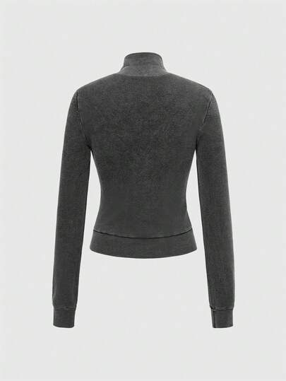 Grunge Punk Cargo à manches longues skinny avec poches zippées et lavé