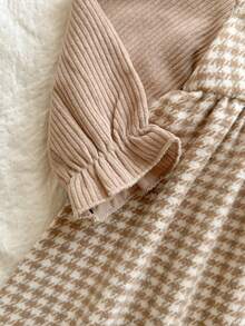 Vintaside Kids Babygirl 女婴秋季翻领长袖时尚千鸟格连衣裙，适合温和秋季天气、旅行、度假、露营 - 彩色 - 查看 6