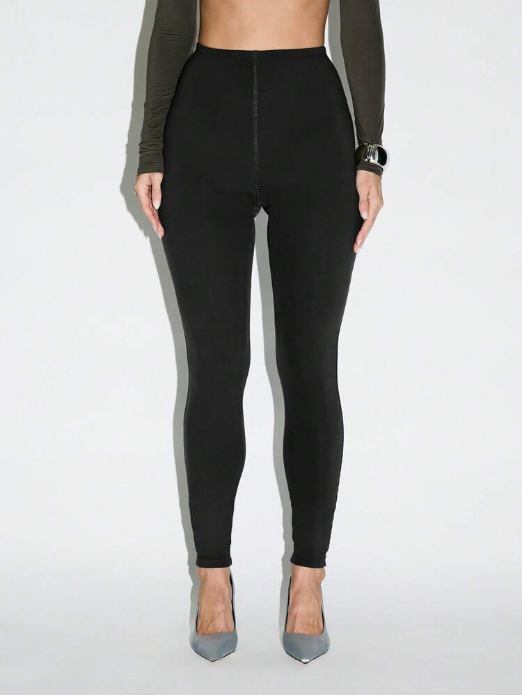 KIZN High Waisted Leggings With Front Zipper