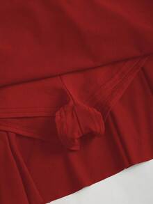 Sweetra Damen Sommer Bronze Metallic Blumen Trägerhemd & plissierter mehrlagiger Mini-Rock Set - Rot - Übersicht 8