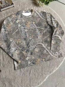 Manfinity Dauomo 男士休闲树枝印花长袖T恤，秋季款 - 彩色 - 查看 3