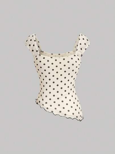 SHEIN X YERIMUA SHEIN MOD Conjunto de 2 piezas para mujer con lunares: top con dobladillo asimétrico y falda de cola de pez de cintura baja con decoración de lazo, retro, vintage, conjunto de verano de dos piezas, para invitada de boda, vacaciones, cumpleaños, concierto de country, concierto de mujer, boho, conjunto de dos piezas para vacaciones, atuendo de Hawai para mujer, conjunto de salida a brunch para mujer
