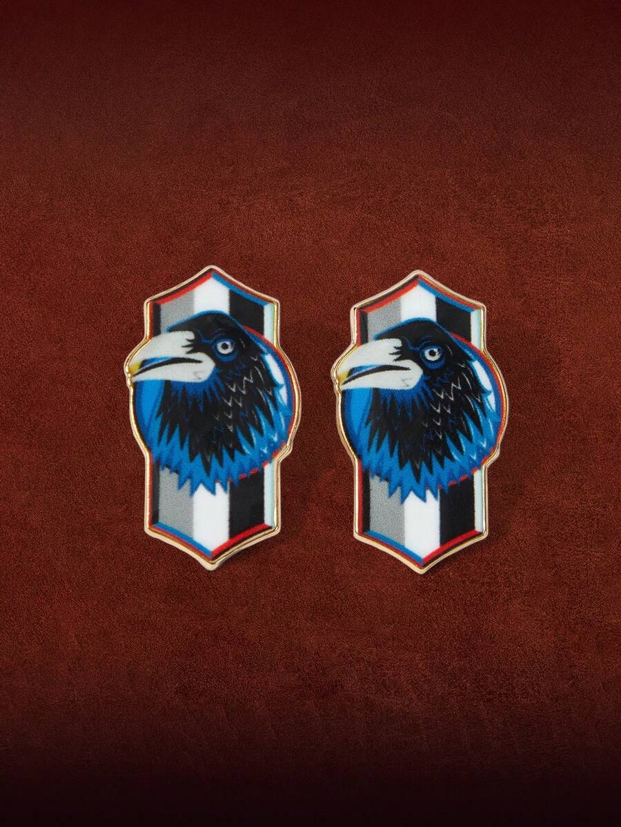 HARRY POTTER X SHEIN 1 Pair Vintage Crow Design Stud Earrings - Blue - View 1
