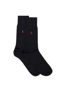 Ralph Lauren 2 Pack Cotton Blend Men's Casual Athletic Socks - New Black - View 3