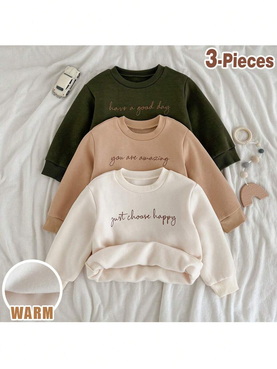 Loomiva 3件套少女字母图案针织柔软圆领长袖套头衫女秋冬装 - 彩色 - 查看 1