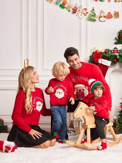 Manfinity RelaxMax Sudadera casual de cuello redondo de manga larga con estampado de lema navideño para hombre, otoño/invierno