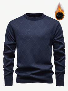 Manfinity Mode Men's Geometric Pattern Knitted Pullover Sweater, Autumn/Winter