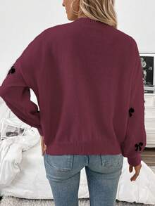 SHEIN LUNE 2025秋冬新款时尚博主同款蝴蝶结设计休闲套头毛衣 - 彩色 - 查看 2