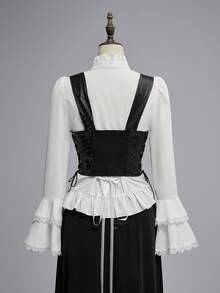 ROMWE EDITION 朋克风格金属扣索环黑色短款上衣，适合街头派对 - 黑色 - 查看 2