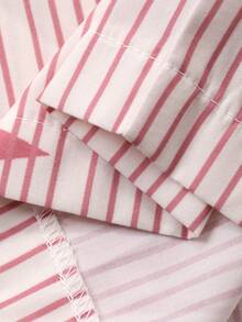 DAZY 条纹星形印花宽松女士睡裤，冬季 - 粉色 - 查看 7