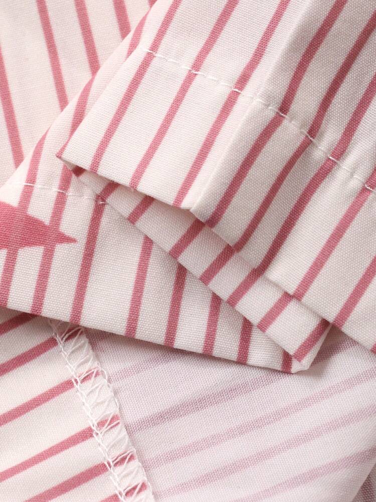Striped & Star Print Loose Women Pajama Bottoms, Winter