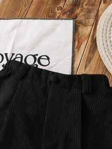 少女纯色修身休闲短裤 - 黑色 - 查看 5