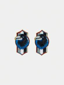 HARRY POTTER X SHEIN 1 Pair Vintage Crow Design Stud Earrings - Blue - View 4