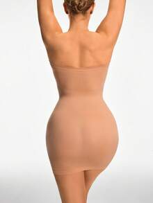 SHAPORA 女裝純色無肩帶修身連身裙