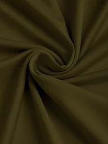 Sweetra 性感黑色裹身裙，不对称荷叶边袖，合身腰部和紧身廓形，优雅的法式风格 - 軍綠色 - 查看 3