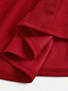 Firerie Kids Firerie Kids Tween Girl Red Mini A-Line Square Neck Elegant Waist Flare Ruffle Hem Christmas Party Dress, Suitable For Autumn/Winter, Spring/Summer, Valentine's Day - Red - View 6