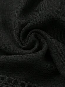Breezaya 女式纯色蕾丝腰泡泡袖迷你连衣裙，夏季 - 黑色 - 查看 6