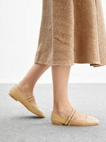 CUCCOO BIZCHIC Scarpe piatte con punta quadrata nere, eleganti, casual, confortevoli, slip-on, adatte per lavoro, pendolarismo, appuntamenti e occasioni formali - Albicocca - Visualizzare 4