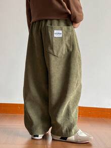 SHEIN 男童休闲灯芯绒宽松裤