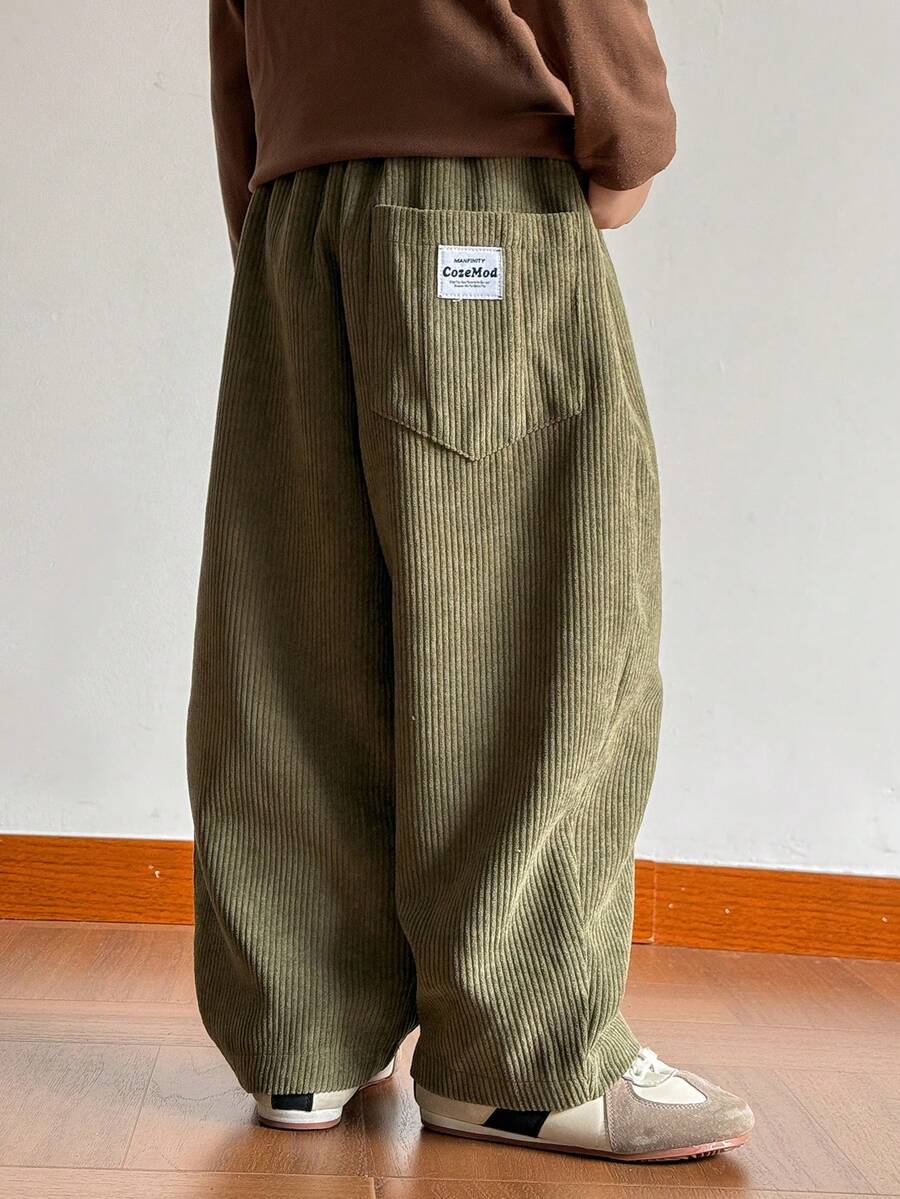 SHEIN 男童休闲灯芯绒宽松裤