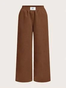 SHEIN EZwear 2件套女士秋季新款灯芯绒阔腿裤套装 - 彩色 - 查看 3
