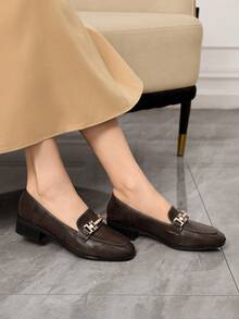 Sleekvia Women's Slip-On Loafers, British Style Thick Heel Casual Shoes, New Autumn/Spring Commuting Shoes - Coffee Brown - View 5