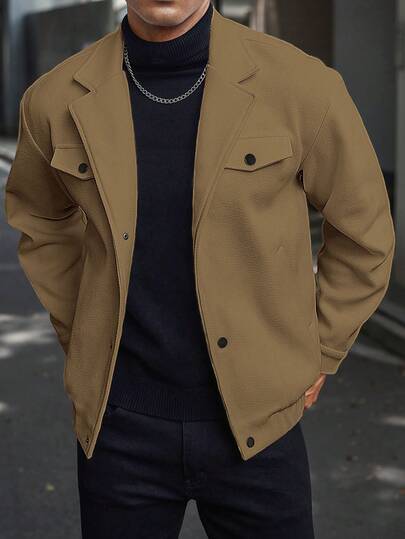 Manfinity Homme Abrigo informal de unicolor para hombres, versátil para otoño/invierno