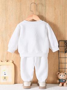 Baby Jungen lässiges, vielseitiges Set aus Buchstaben-Muster Sweatshirt und Jogginghose