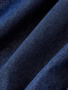 Sweetra 女式休闲优雅结饰领插肩袖牛仔衬衫 - 藍色 - 查看 4