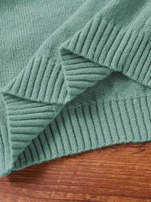 SHEIN Setelan Sweater dan Celana Rajut Warna Polos Hijau Muda Kasual Musim Gugur untuk Anak Perempuan Remaja, Pakaian Rajut Lengan Panjang Musim Dingin untuk Anak Perempuan, Setelan Dua Potong - Cadet Blue - View 6