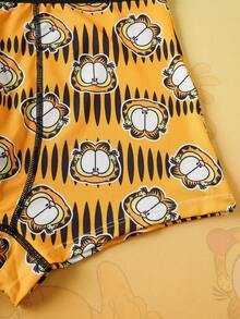 GARFIELD | SHEIN 1pc Men's Soft & Comfortable Cat Print Trunks,Soft & Comfortable, Basic Casual Boxer Brief, Cartoon Boxers Graphic Boxers Mans Boxers Funny Boxers For Men