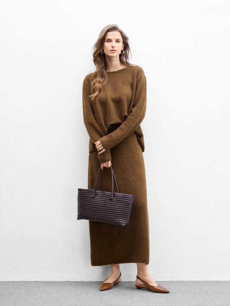 CUCCOO BIZCHIC Women's Pointed Toe Low Heel Flat Slip-On Shoes, Comfortable Casual Wear To Work Flats, Brown For Christmas Spring Shoes