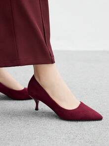 CUCCOO BIZCHIC Giày cao gót mũi nhọn Stiletto gót trung bình dành cho nữ, thanh lịch, giản dị, thoải mái, dễ xỏ, thích hợp đi làm, đi làm, hẹn hò, tiệc tùng, những dịp trang trọng - Màu Đỏ Sâu - Xem 5