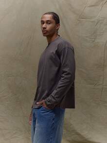 Musero 宽松长袖圆领印花T恤 春夏衣橱 - 深灰色 - 查看 4