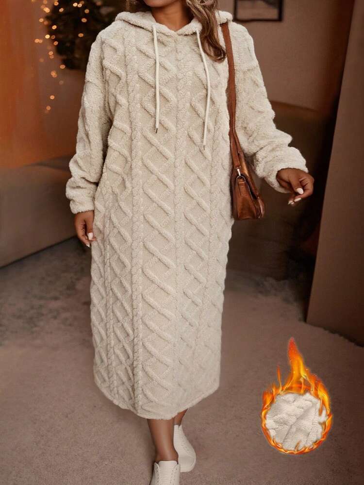 EMERY ROSE Large-Sized Women's Knitted Double-Sided Fleece Daily Commuting Autumn And Winter Dress