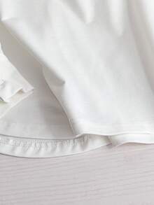 EMERY ROSE 优雅白色中长袖女式宽松运动衫打底套头衫秋季