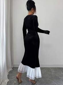 Modelyn Elegant Bubble Design Mermaid Dress With Long Sleeves (Random Bubble Decor) Women Party Dress Elegant Luxury Dress For Women Long Bodycon Dress Long Sleeve Elegant Dress Elegant Midi Dress