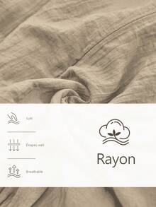 Aalyst 女士优雅简约高端休闲、度假、通勤舒适纯色天丝棉混纺圆领腰部褶皱 A 字长袖衬衫，春/秋/冬 - 卡其色 - 查看 4