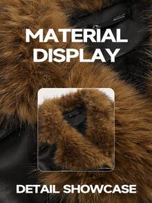 Anewsta 女士时尚翻领长袖仿皮草皮夹克，秋冬 - 黑色 - 查看 6