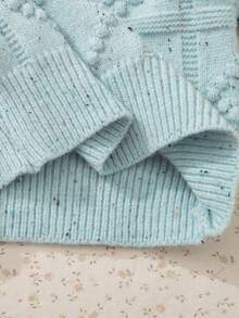 Souflis Souflis Jersey de cuello alto con mangas farol y textura para niñas, cómodo para viajes al aire libre y uso casual, otoño/invierno - Azul - Ver 7