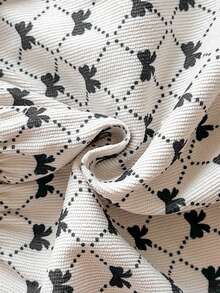 SHEIN 1 pieza Vestido de manga larga con estampado de mariposa y hoja de loto para niñas bebé - Albaricoque - Ver 4