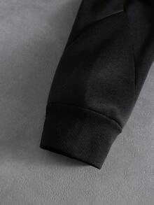 PAVTROS 男士休闲心形刺绣套头衫，男士运动服，运动服，宽松，垃圾摇滚，哥特秋冬 - 黑色 - 查看 5