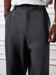 SUMWON Wide Leg Tailoring Pants With Pocket Detail Professional Office Formal Wear Plain - Dark Grey - View 5