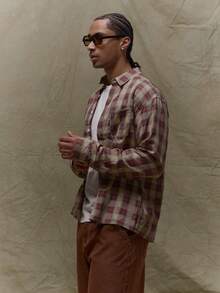 Musero Camisa de manga larga con botones y bolsillo delantero, estilo de cuadros todo sobre, detalles occidentales para otoño, primavera y verano - Multicolor - Ver 4