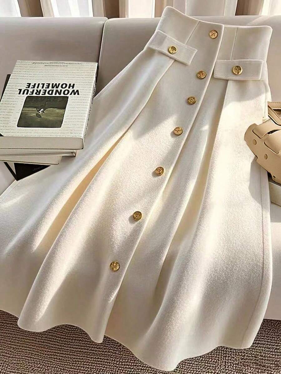 GlowEve 轻盈奢华的白色女式A字裙