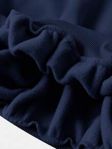 SHEIN Girlism Tween Girls Casual Street Style Cropped Hoodie, High Waist Long Sleeve Versatile Minimalist Solid Color Sweatshirt, Back To School Outfit Autumn Winter Clothes For Women Navy Blue Hoodie Cotton Hoodie Drop Shoulder Hoodie Hoodie Plain Color